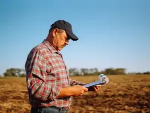 Dueño de un terreno revisa informe de tasación